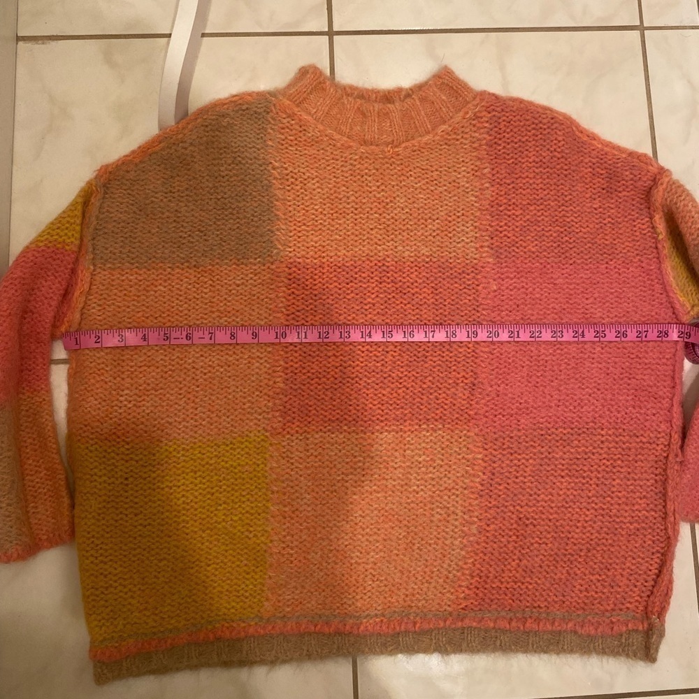 NWT FREE PEOPLE DOMINO OVERSIZED KnitSWEATER Pink Sunset alpaca wool blend small - Picture 13 of 13